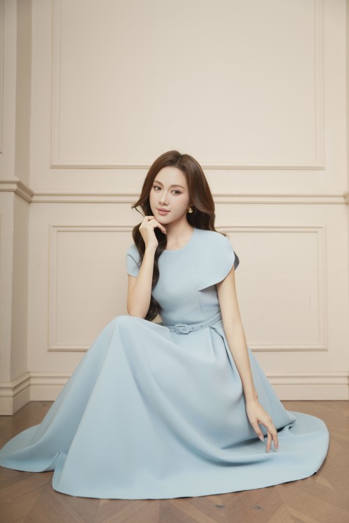 Sixdo Blue Woven Flared Dress